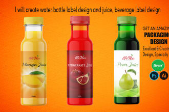 create unique juice label, water bottle label, milk, can, jar label design