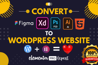 clone, convert psd, xd, html, figma to wordpress website as elementor pro expert
