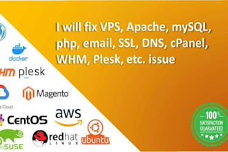 setup and fix linux server,mysql,apache,cpanel, dns and dhcp