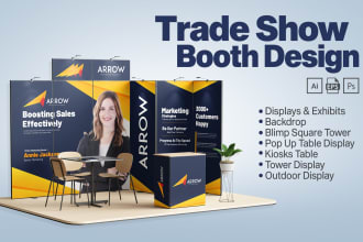 design elegant trade show booth, backdrop or roll up banner