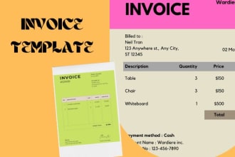 create a professional invoice template within 24 hours