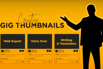 do fiverr gig picture, thumbnails and social media designs