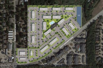 render 3d architectural landscape design, town, site plan masterplan