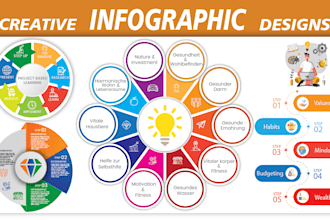 design infographic flowcharts, piecharts, business infographic designs