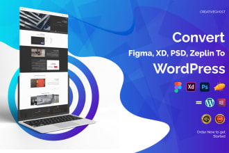 convert figma, xd, psd, zeplin to wordpress using elementor