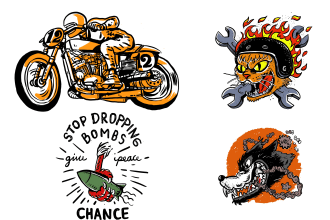 create hand drawn retro illustration  badge, t shirt design