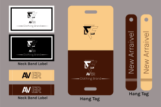 create hang tag design and clothing label design for garments accessories
