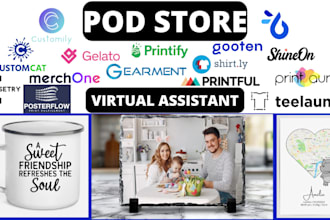 do shopify print on demand store virtual assistant, teeinblue, customily