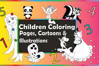 make child coloring book pages, cartoons, illustrations and tracing work books