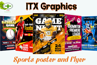 design sports poster, banner, flyer or any sports graphics