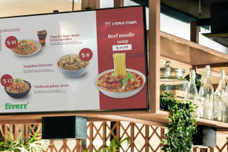 design static tv screen menu or menu cards for restaurant