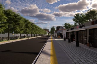 create 3d designs of sidewalks, parking lots, bike lanes, and jogging tracks