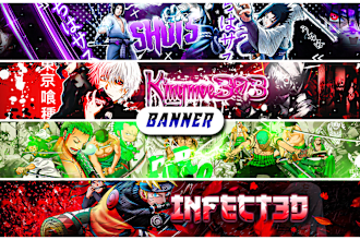 design high quality anime banners for youtube, kick, etc