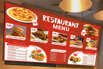 design digital menu or tv screen menu, menu board, menu card