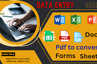 do pdf to word, pdf to excel, handwriting to word and documents or data entry