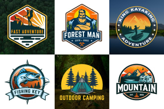 make eye catching outdoor adventure camping hiking fishing rv logo and t shirt