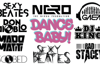 text , custom , hiphop producer , band , typography logo