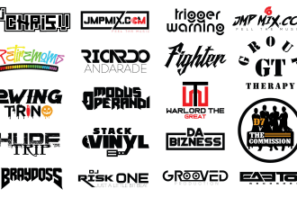 design dj, rock, typography, custom and business logo