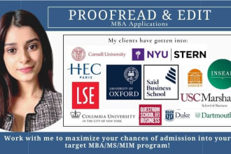 edit your MBA essays, personal statements, or statement of purpose