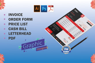 design invoice, order form, price list, letterhead and fill able pdf form
