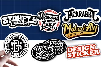 do hand draw design sticker badge label brand clothing merch