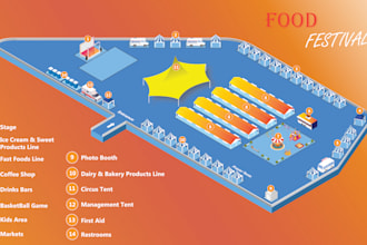 draw amazing vector or isometric festival map illustrations