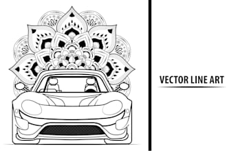 illustrate detailed vector line art and mandala