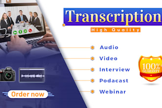 do transcription of any document type audio video and image file