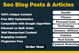 write 30 SEO blog posts articles monthly with images