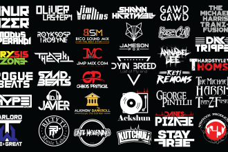do dj, lettering ,pop ,rock ,edm ,music producer logo