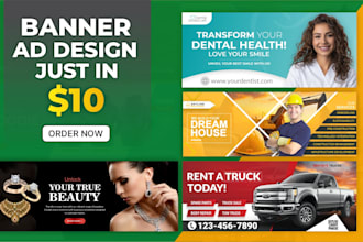design banner ads website, shopfiy, google and etsy banner, web slider, header