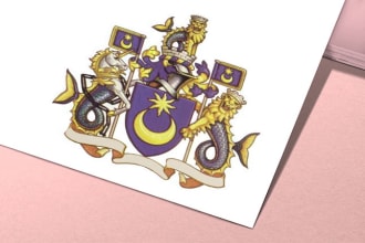 coat of arms family crest logo with satisfaction guarantee