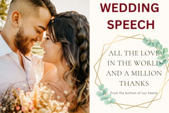 write an heartfelt wedding speeches, maid of honor speech, best man speech, vows