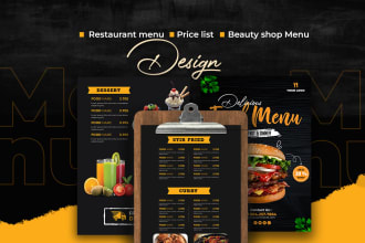 restaurant menu card, menu price list, food flyer or catalog design