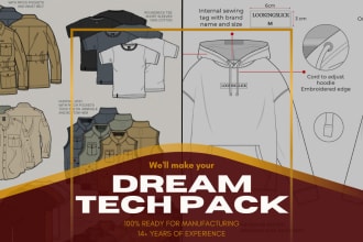 create a fashion tech pack or sketch for manufacturers