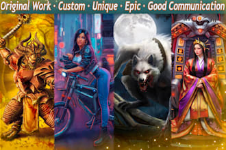 draw custom dnd, fantasy or sci fi characters design illustrations
