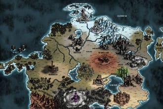 detailed fantasy map for your novel, boardgame or dnd