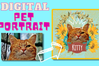 create digital portrait design for your pet
