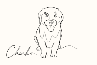 draw your pet in  one continuous line art style