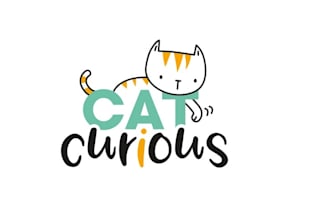 design professional modern cat logo with copy rights concept