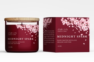 do luxury candle label design, product label, and packaging design