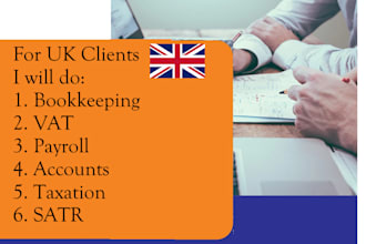 do UK client bookkeeping, year end accounts, vat, payroll and tax help