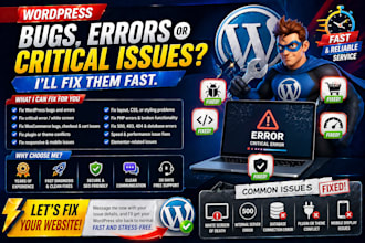 fix wordpress website bugs, issues, errors and critical problems