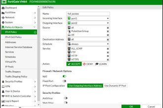 configure and fix issues of fortinet fortigate firewall