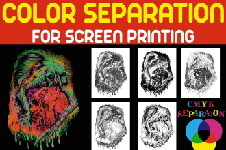 do color separation for screen printing cmyk, spot, and tshirt design