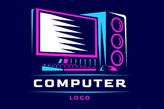 design eye catchy computer logo very fast with super color