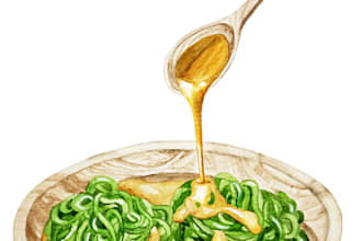 create delicious food illustration with watercolor