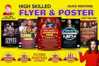 design professional creative amazing bday comedy party flyer poster brochure