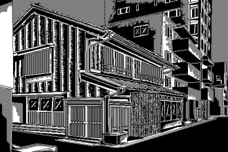 create any pixel art illustration you want in black and white