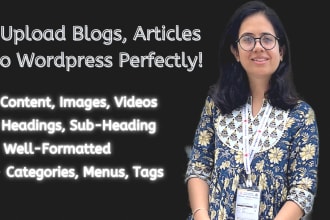 upload blogs and article content as wordpress virtual assistant
